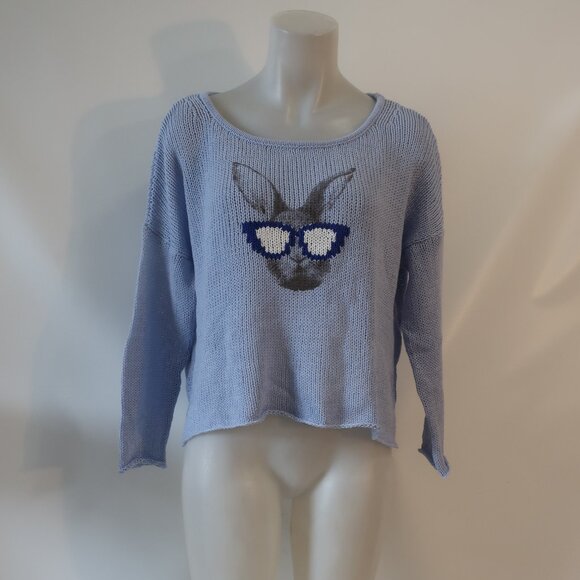 NWT Womens Wooden Ships Blue Wisp Gray Hip Hare Slouchy Crew Neck Sweater S/M - Picture 4 of 8